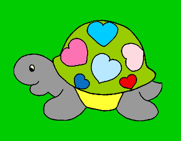 Dibujo Tortuga con corazones pintado por queyla