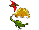 Dibujo Tres clases de dinosaurios pintado por CARCAR