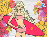 Dibujo Barbie con tabla de surf pintado por AmuNyan