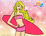 Dibujo Barbie con tabla de surf pintado por MariaKiss