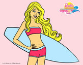 Dibujo Barbie con tabla de surf pintado por ndeye