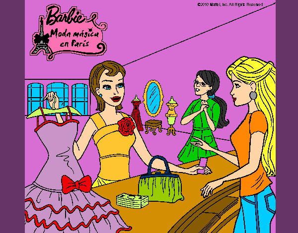 Barbie vendedora de vestidos.