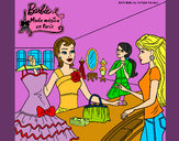 Dibujo Barbie en una tienda de ropa pintado por Helga