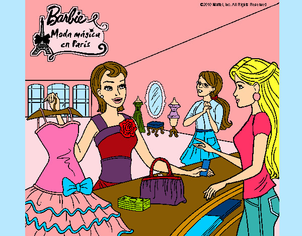 Dibujo Barbie en una tienda de ropa pintado por martagupa