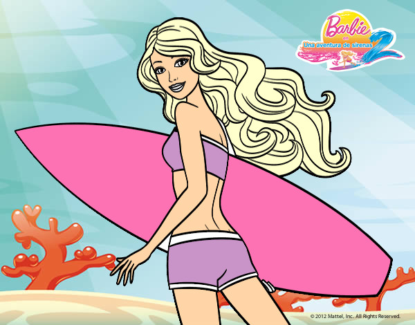 Dibujo Barbie surfera pintado por irenecool