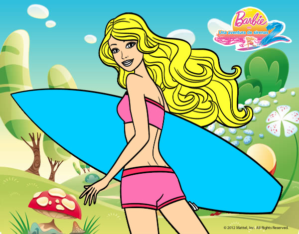 Dibujo Barbie surfera pintado por SaM_01