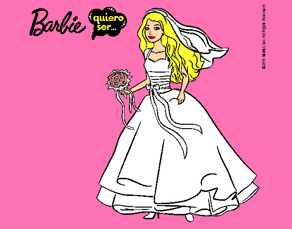 Dibujo Barbie vestida de novia pintado por lamorales