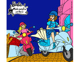 Dibujo Barbie y su amiga en moto 1 pintado por MariaKiss