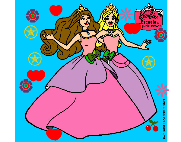 Dibujo Barbie y su amiga súper felices pintado por MIRIAMA