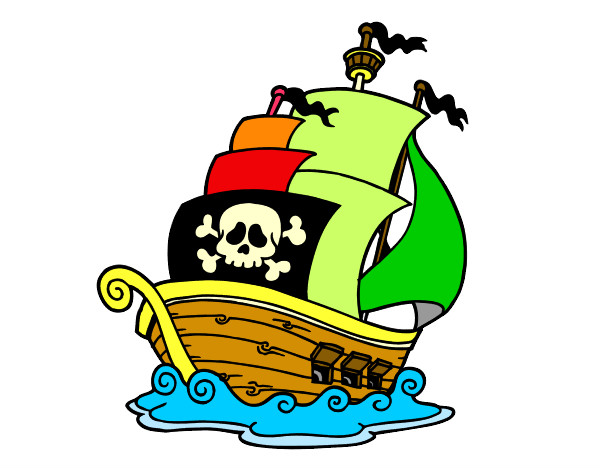 Dibujo Barco de piratas pintado por pinguinito