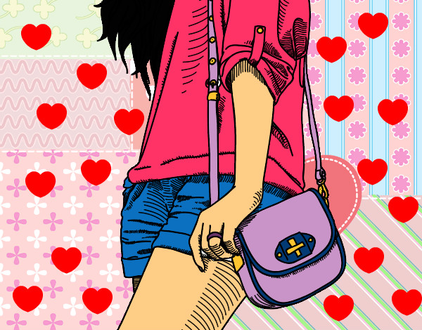Dibujo Chica con bolso pintado por CECY011