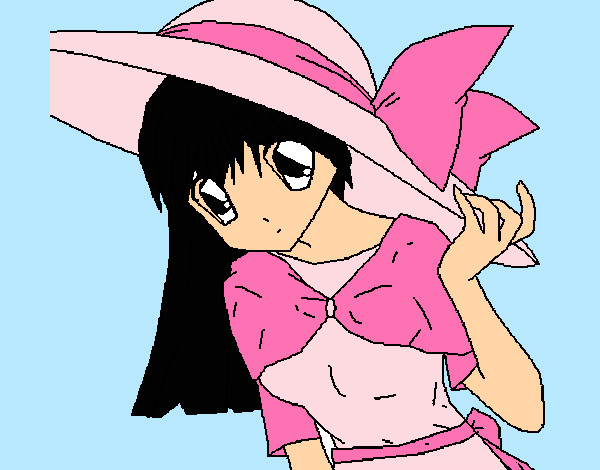 Dibujo Chica con sombrero pamela pintado por Patri2103