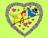 Dibujo Corazón con pájaros pintado por lamorales
