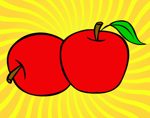 Dibujo Dos manzanas pintado por pulpo