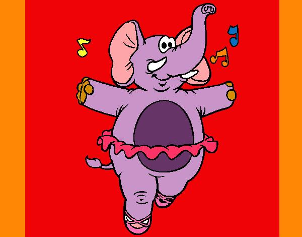 Dibujo Elefante con tutú pintado por emmav