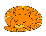 Dibujo Gato durmiendo pintado por jiji