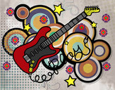 Dibujo Guitarra y estrellas pintado por vale4616
