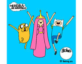 Dibujo Jake, Princesa Chicle y Finn pintado por ladhii1112