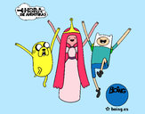 Dibujo Jake, Princesa Chicle y Finn pintado por Nurita4