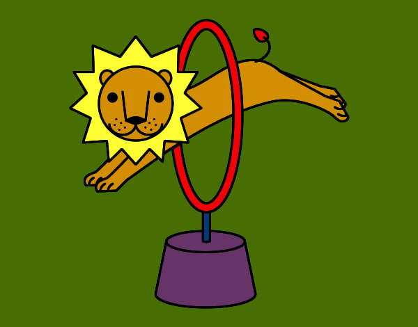 Dibujo León saltando pintado por Ratona15