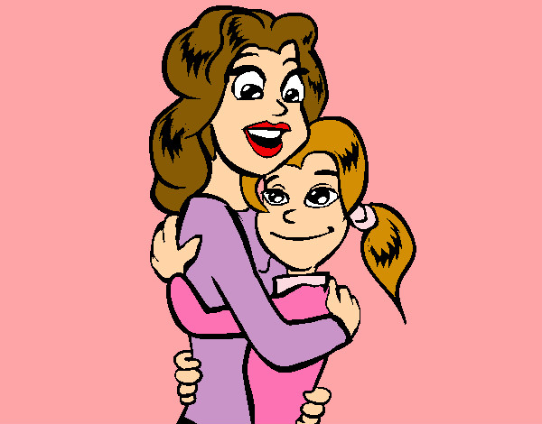 Dibujo de Madre e hija abrazadas pintado por Queyla en  el día  13-04-12 a las 22:12:17. Imprime, pinta o colorea tus propios dibujos!