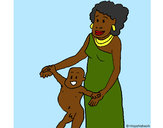 Dibujo Madre e hijo de Guinea pintado por acerud