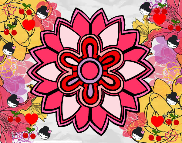 Dibujo Mándala con forma de flor weiss pintado por fannylu_70