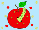 Dibujo Manzana con gusano pintado por sky0102