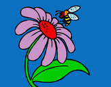 Dibujo Margarita con abeja pintado por caro_nasty