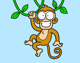 Dibujo Mono colgado pintado por lamorales