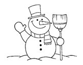 Dibujo muñeco de nieve con escoba pintado por deni_21313
