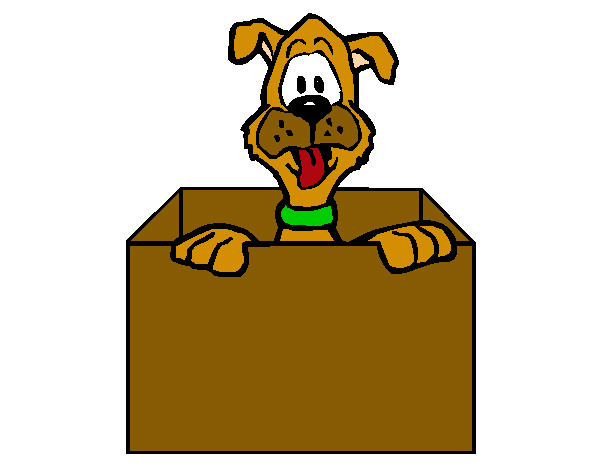 Dibujo Perro dentro de caja pintado por asbi