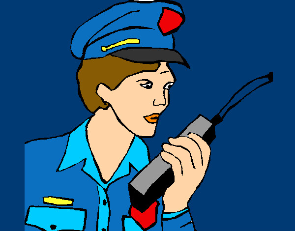 Dibujo Policía con el walkie pintado por queyla
