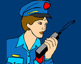 Dibujo Policía con el walkie pintado por queyla