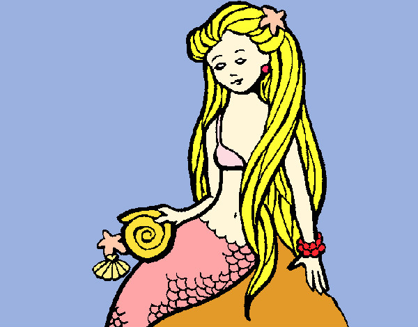 Dibujo Sirena con caracola pintado por 01234