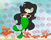 Dibujo Sirena con los brazos en la cardera pintado por ximena1324