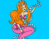 Dibujo Sirena entre burbujas pintado por jassica 