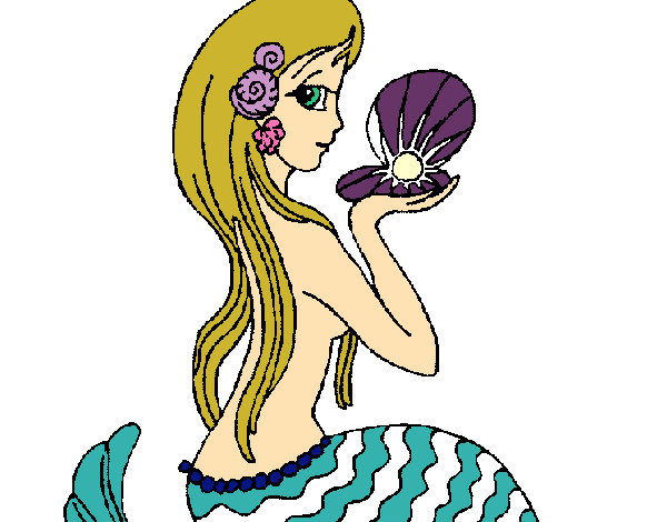 Dibujo Sirena y perla pintado por priscila10