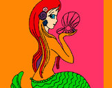 Dibujo Sirena y perla pintado por velia