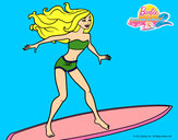 Dibujo Surfeando las olas pintado por Helga