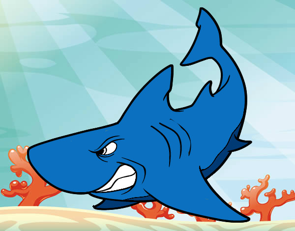 Dibujo Tiburón enfadado pintado por juanvicen