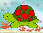 Dibujo Tortuga con corazones pintado por belenchu