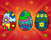 Dibujo Tres huevos de pascua pintado por dulcesita