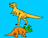 Dibujo Triceratops y tiranosaurios rex pintado por Ignachi