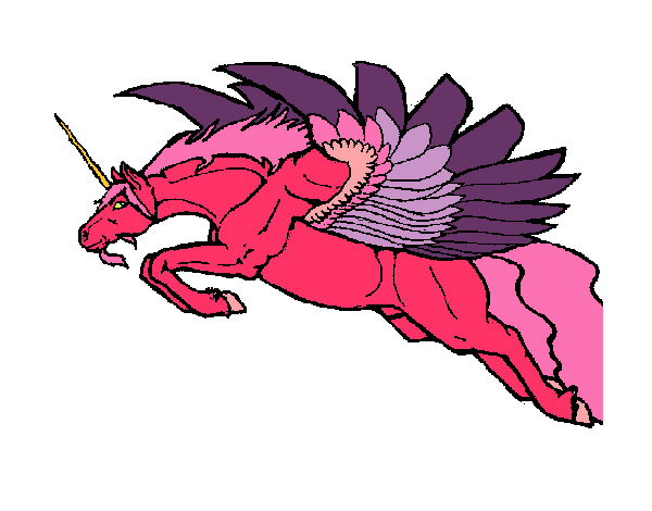 Dibujo Unicornio alado pintado por aneles