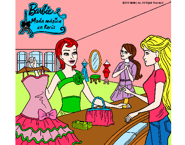Dibujo Barbie en una tienda de ropa pintado por jessy90394