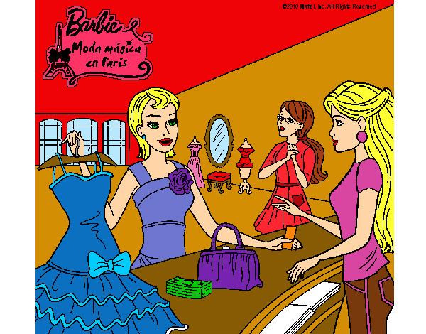 Dibujo Barbie en una tienda de ropa pintado por narezana