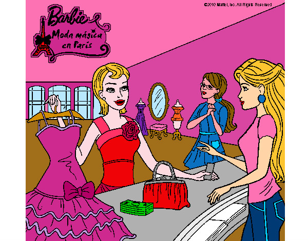 Dibujo Barbie en una tienda de ropa pintado por sarahi06