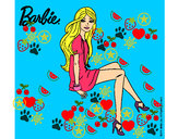 Dibujo Barbie sentada pintado por chaturras