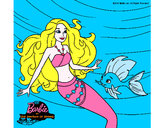 Dibujo Barbie sirena con su amiga pez pintado por jessy90394